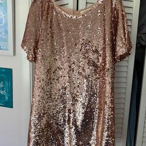 Rose Gold Sequin Short Sleeve Tunic - NWT